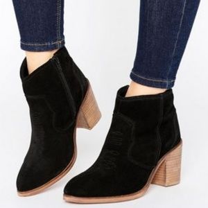 ASOS RHODES Wide Fit Suede Western Boots
